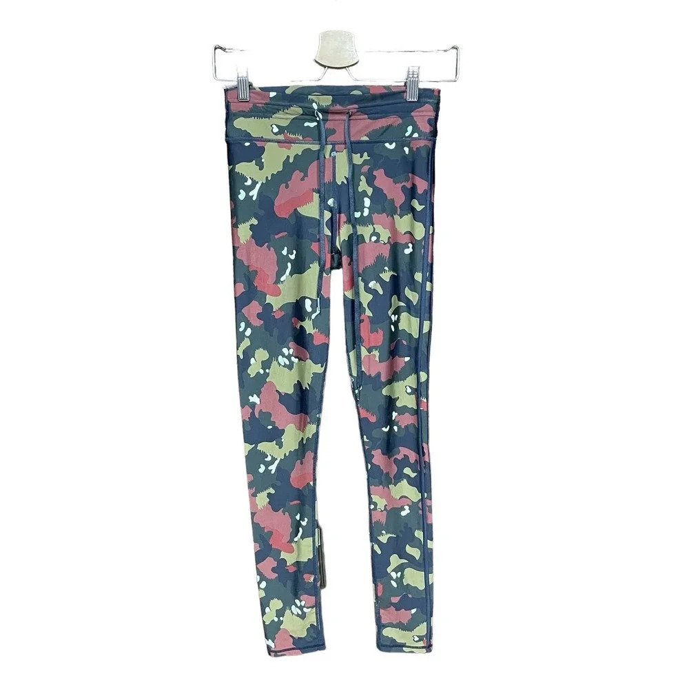 The Upside Red and Green Camo Print Drawstring Leggings Size US 6